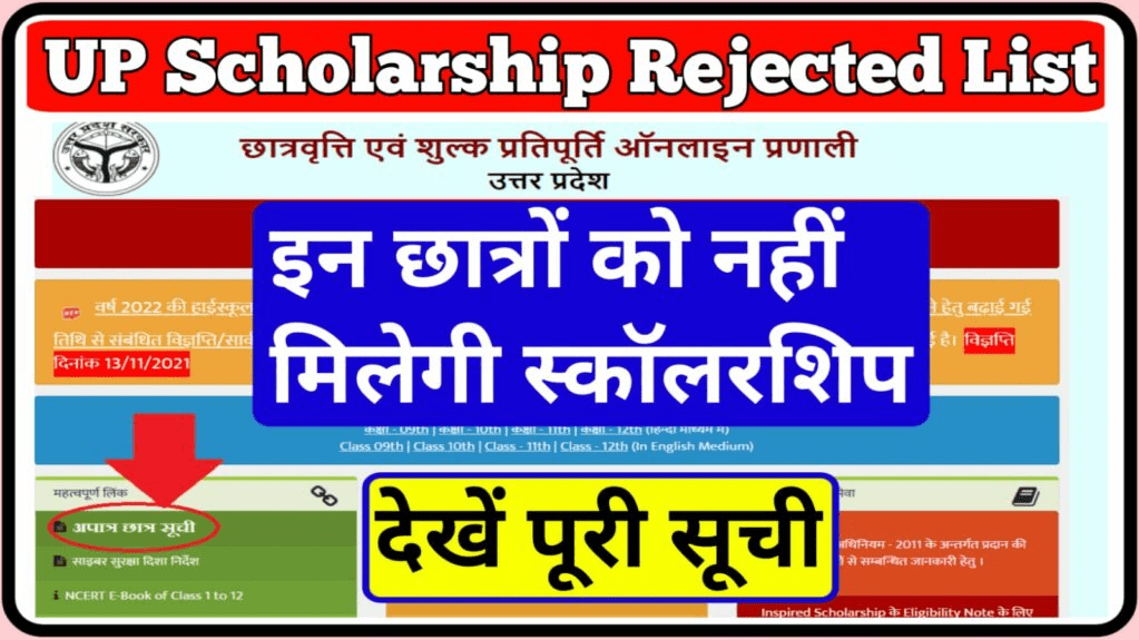 UP Scholarship Rejected List 2021-22