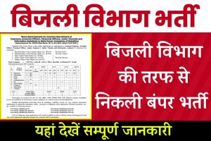 Bijli Vibhag Bharti 2024: बिजली विभाग की तरफ से निकली बम्पर भर्ती, यहाँ देखे सम्पूर्ण जानकारी