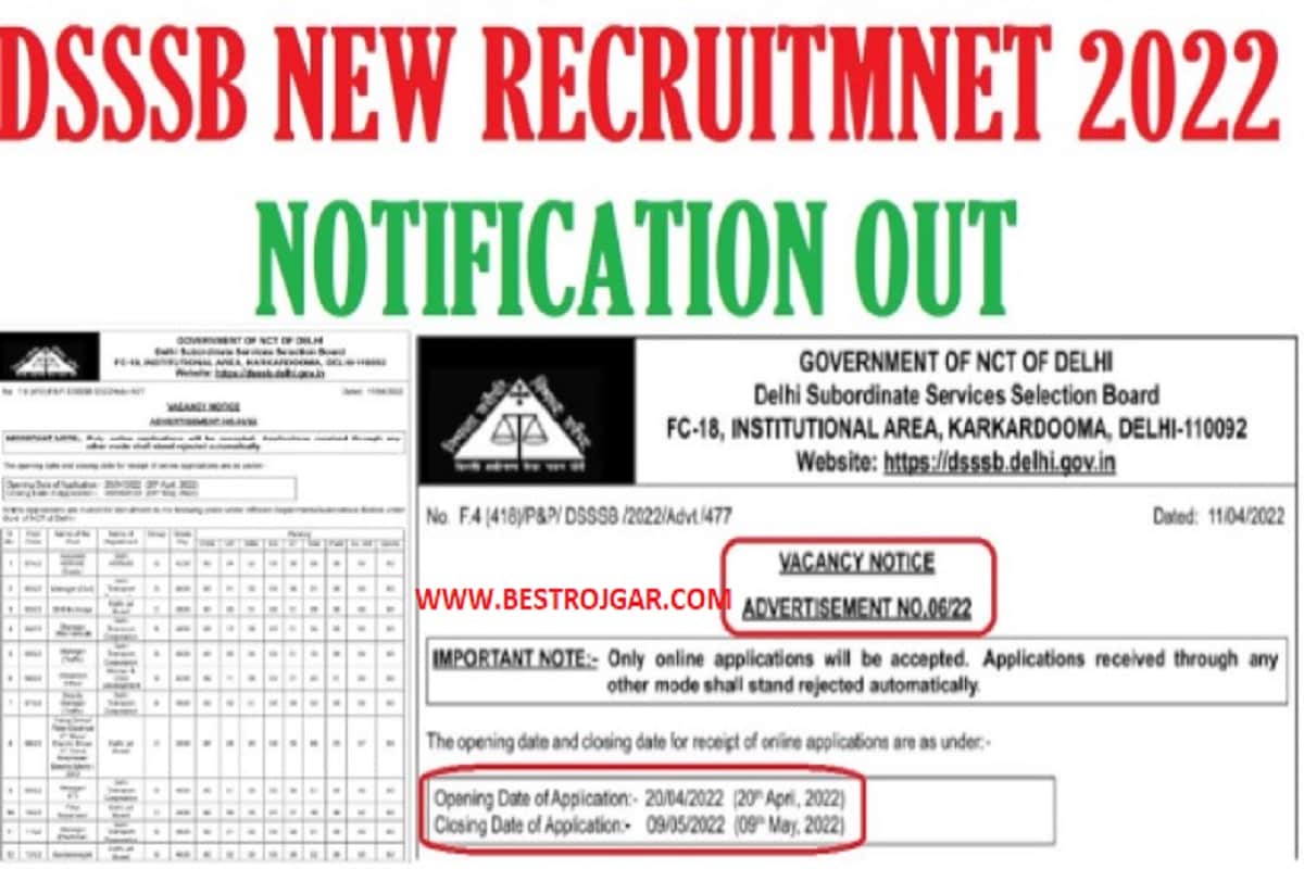 DSSSB Recruitment 2022