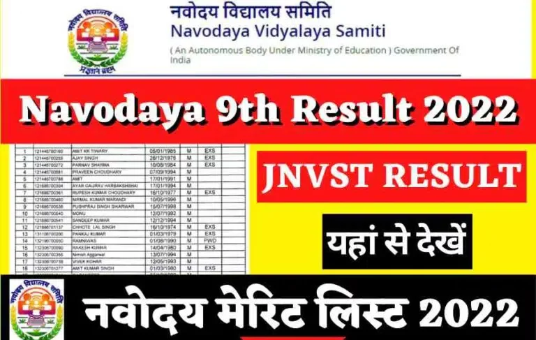 Navodaya Class 9 Result