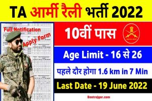 TA Army Rally Recruitment 2022 : Indian Army TA Recruitment Open Rally 2022 Apply Online Form