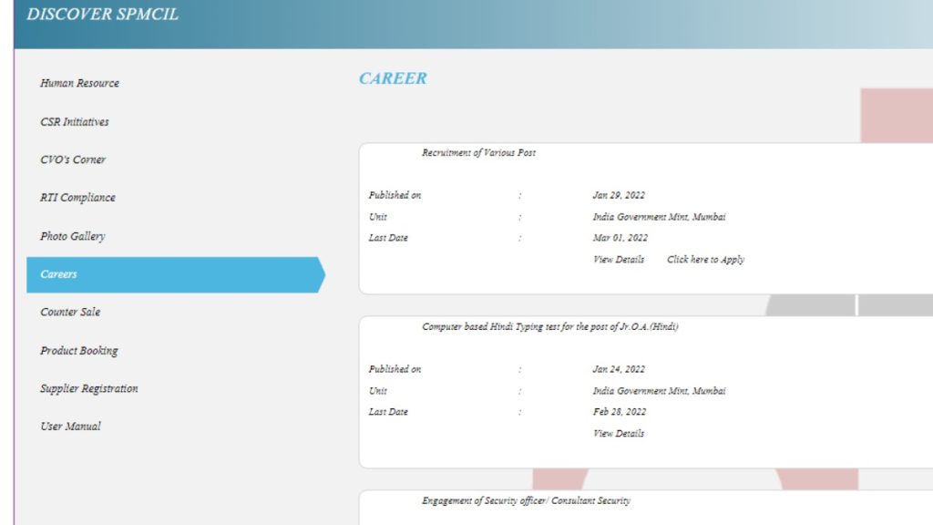 SPMCIL Recruitment 2022