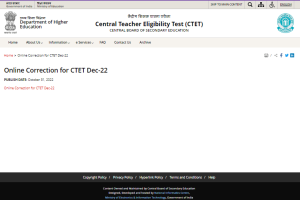 CTET Correction Form 2022