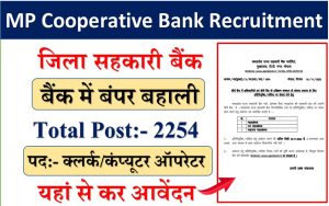 मध्य प्रदेश के 35 जिला सहकारी बैंकों में 2254 पदों पर निकली भर्ती, उम्मीदवार 25 दिसंबर तक करें आवेदन