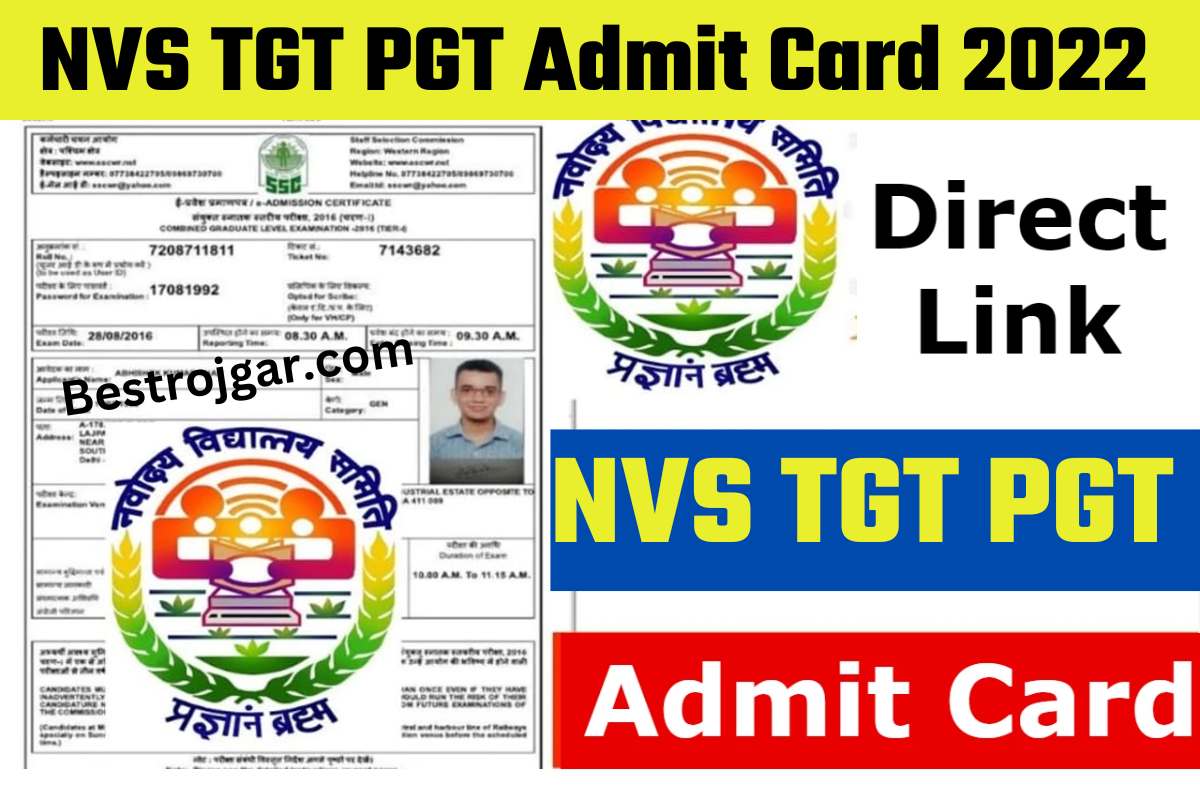 NVS TGT PGT Admit Card 2022