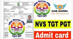 NVS TGT, PGT Other Post Admit Card 2024 || NVS TGT, PGT and Other Post Admit Card 2024 Download