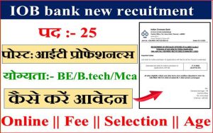 Iob bank recruitment ने आईटी प्रोफेशनल्स के पदों पर भर्ती की तारीख आगे बढ़ाई, अब 17 दिसंबर तक करें अप्लाई