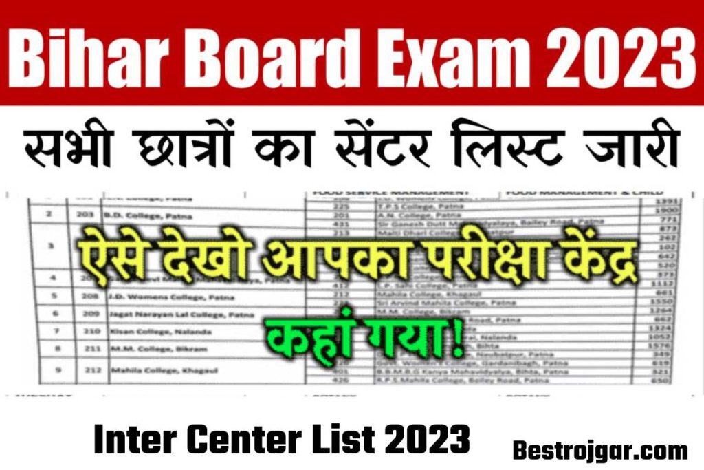 Bihar Board Class 10th-12th Exam Center List