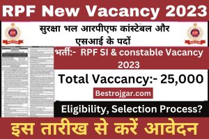 RPF New Vacancy 2023:- आरपीएफ कांस्टेबल और एसआई के पदों पर बंपर भर्ती, इस तारीख से करें आवेदन