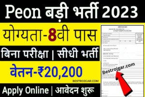 Peon Bharti 2023: 8वीं पास के लिए चपरासी भर्ती, बिना परीक्षा नौकरी पाने का सुनहरा मौका।