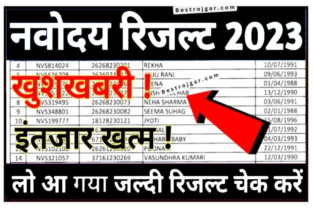JNV Class 6 Result 2023 Check Now