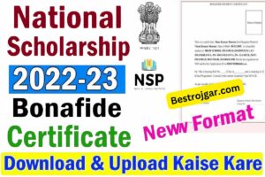 NSP Scholarship 2023 Bonafide Certificate