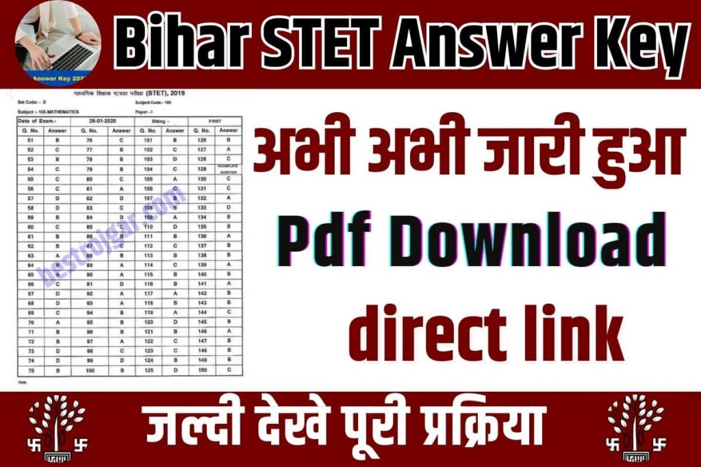 Bihar STET Answer Key Pdf