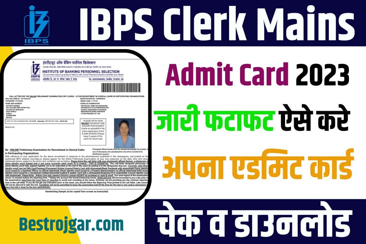 IBPS Clerk Mains Admit Card 2023