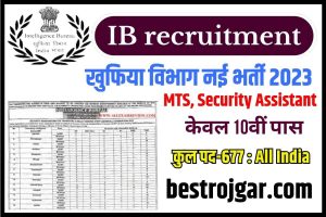 IB recruitment 2023 – खुफिया विभाग में निकली 10th पास नई भर्ती,ऐसे करें ऑनलाइन आवेदन:-