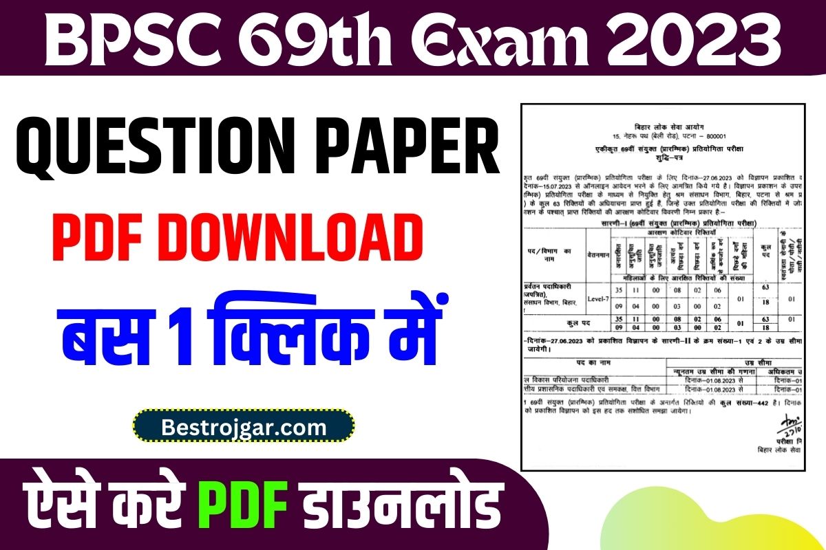 BPSC 69th Question Paper 2023