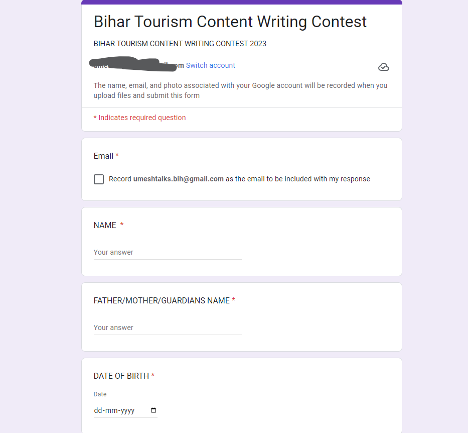 Bihar Tourism Content Writing Contest