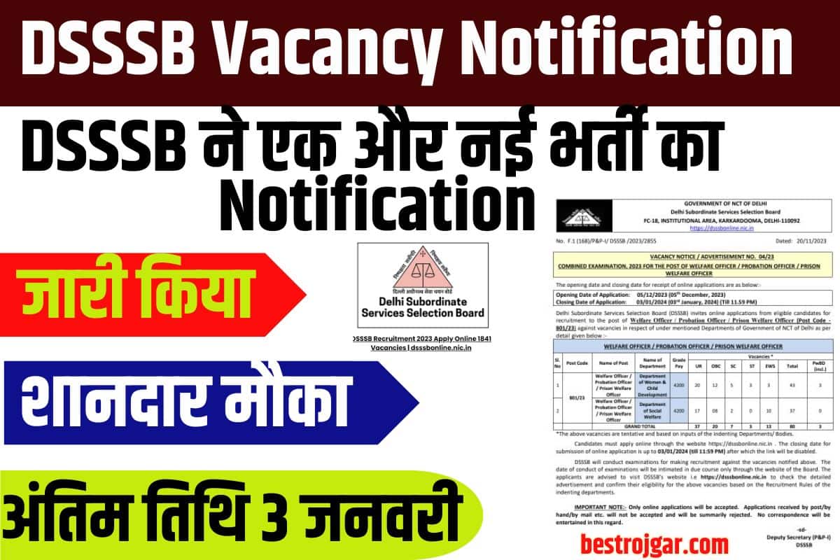 DSSSB Vacancy Notification