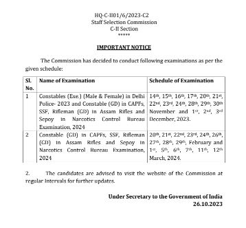 SSC GD Exam Date