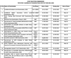 SSC New Exam Calendar