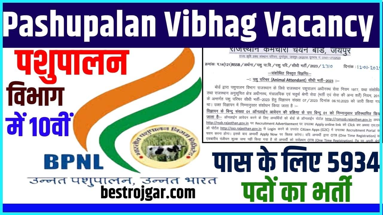 Pashupalan Vibhag Vacancy