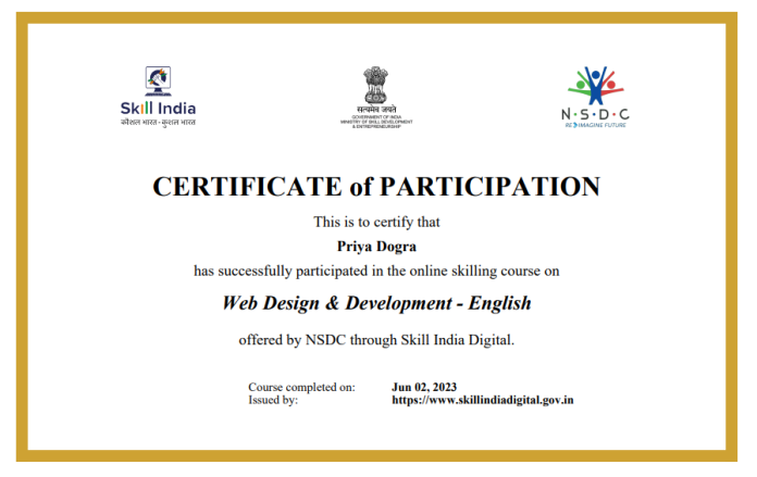 Skill India Digital Free Certificate Course