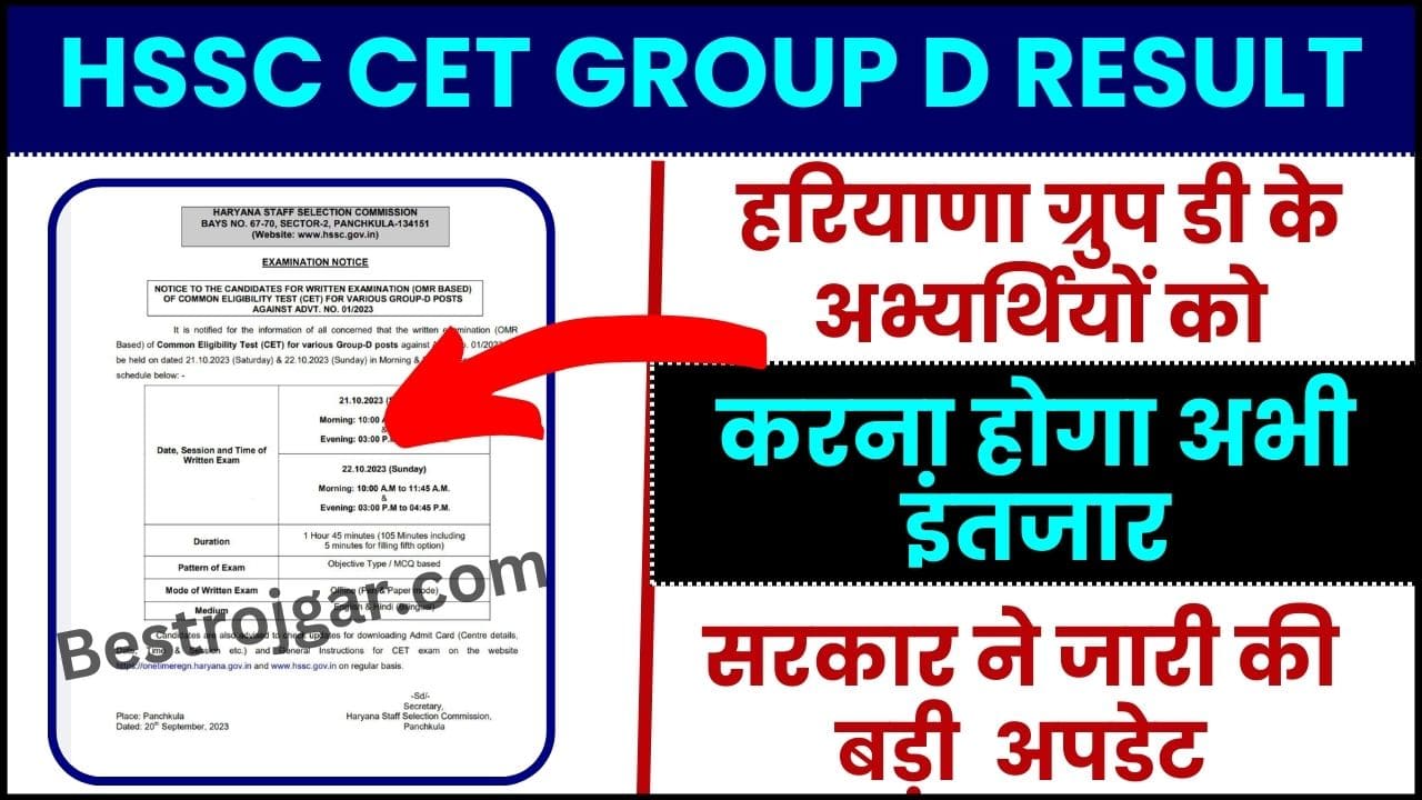 HSSC CET Group D Result 2023