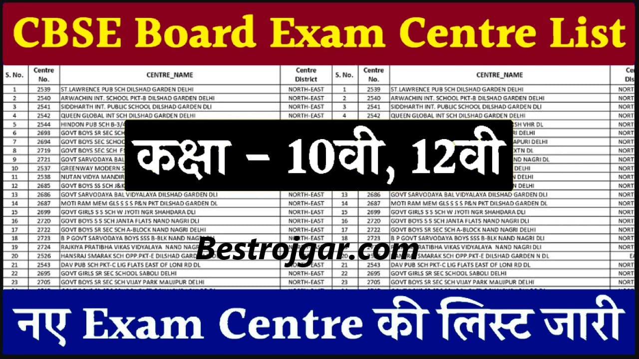  CBSE Board Exam Centre List 2024