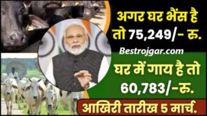 Animal Husbandry Yojna 2024 : सरकार का नया फैसला घर में गाय है तो 60,783 रु और भैंस है तो 75,249 रुपये पाएं केवल 5 मार्च तक ही आवेदन कर सकते है 