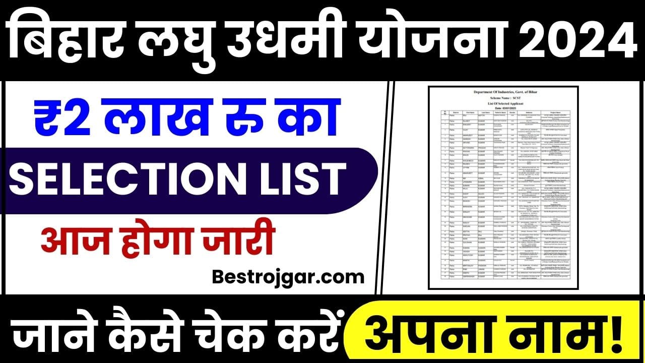 Bihar Laghu Udyami Yojana Selection List 2024