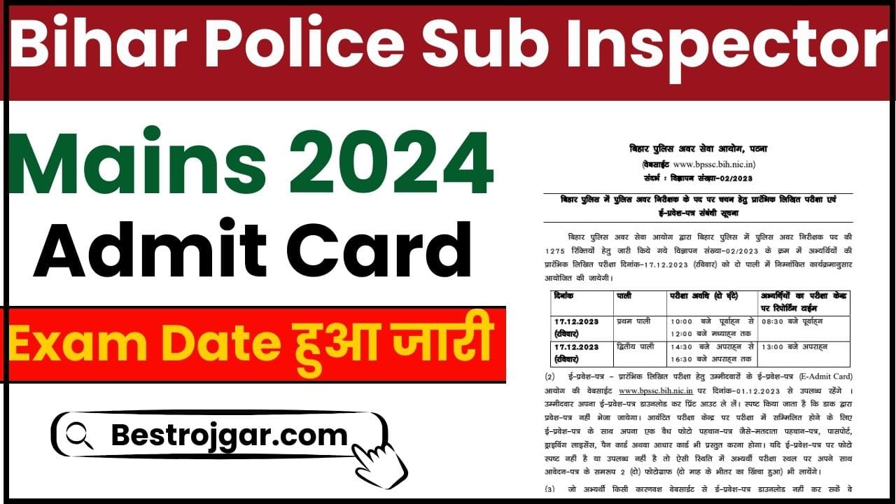 BPSSC SI Mains Admit Card 2024