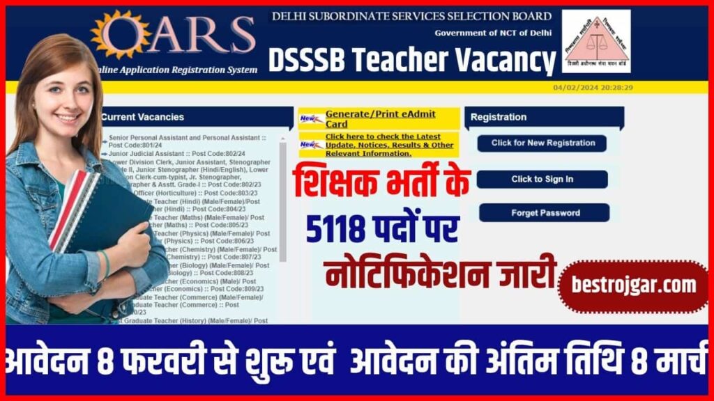 DSSSB Teacher Vacancy