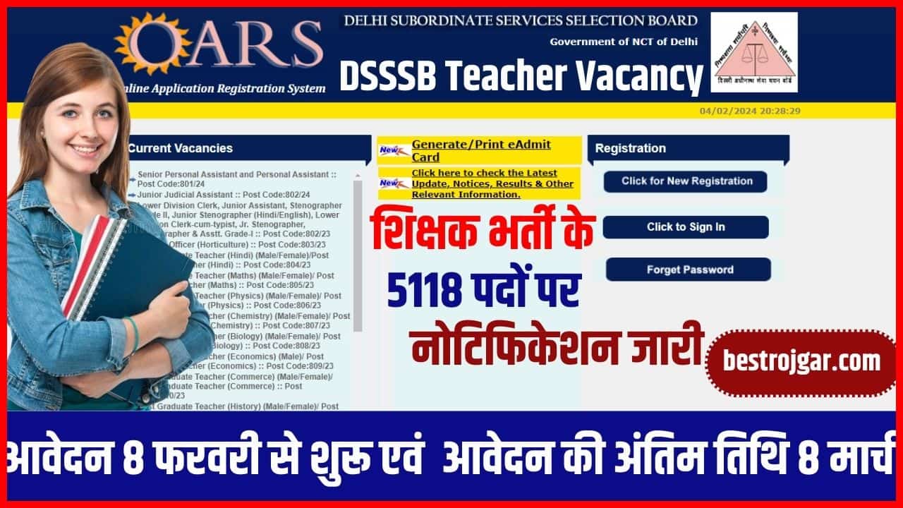 DSSSB Teacher Vacancy 