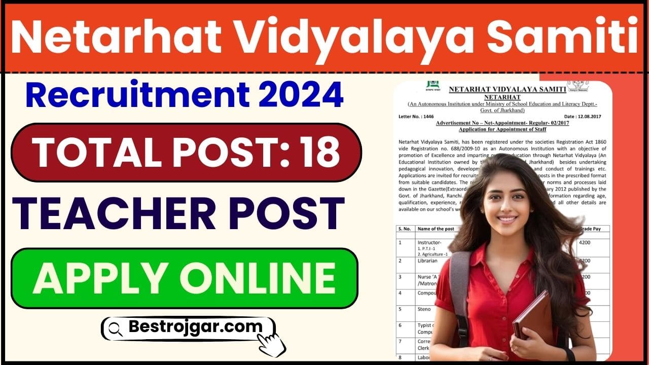 Netarhat Vidyalaya Samiti Recruitment 2024