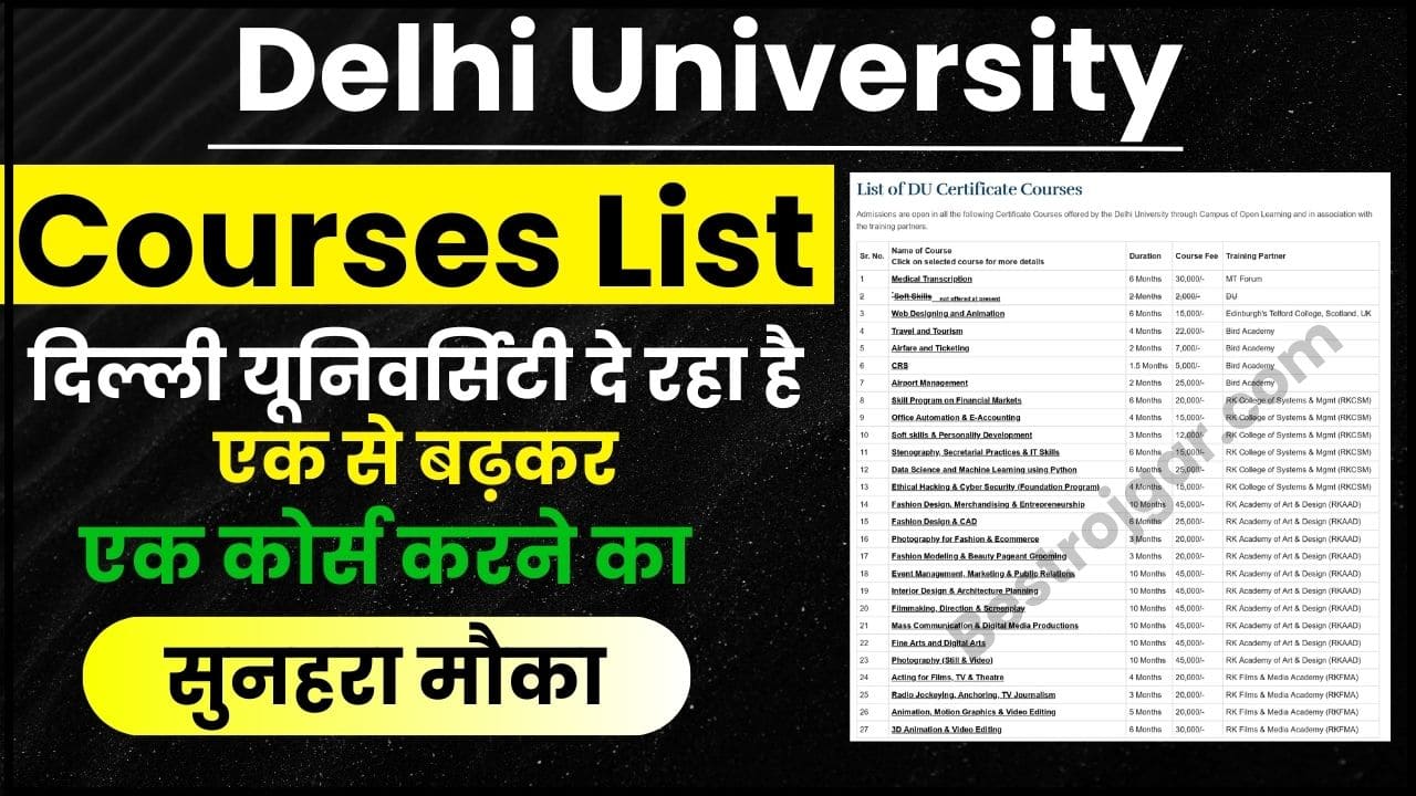 Delhi University Courses List 2024