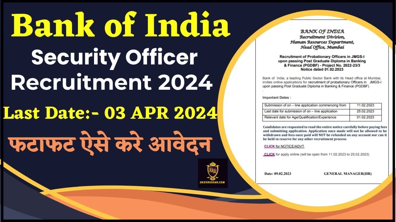 Bank of India Security Officer Recruitment 2024