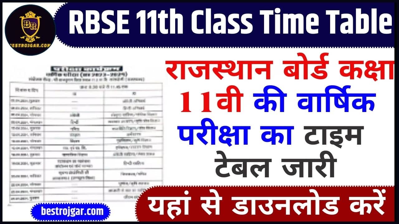 RBSE 11th Class Time Table