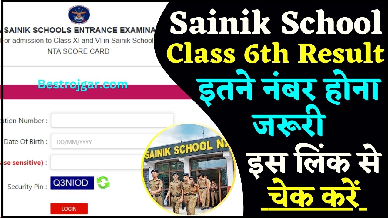 Sainik School Result Class 6th